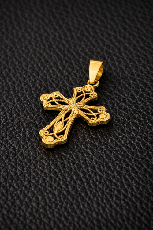 Cruz de Filigrana en Oro Amarillo Diamantado 10Kts